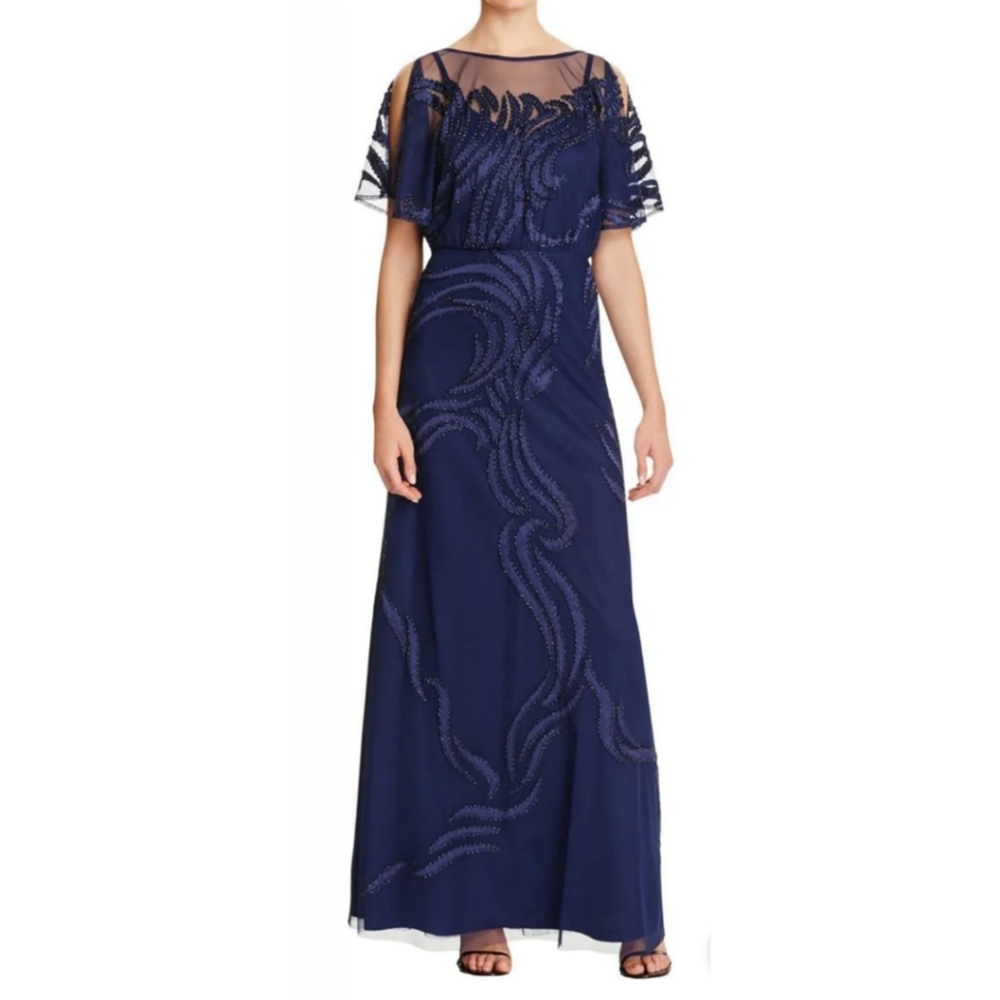 Aidan Mattox - Bell Sleeve Embellished A-line Dress